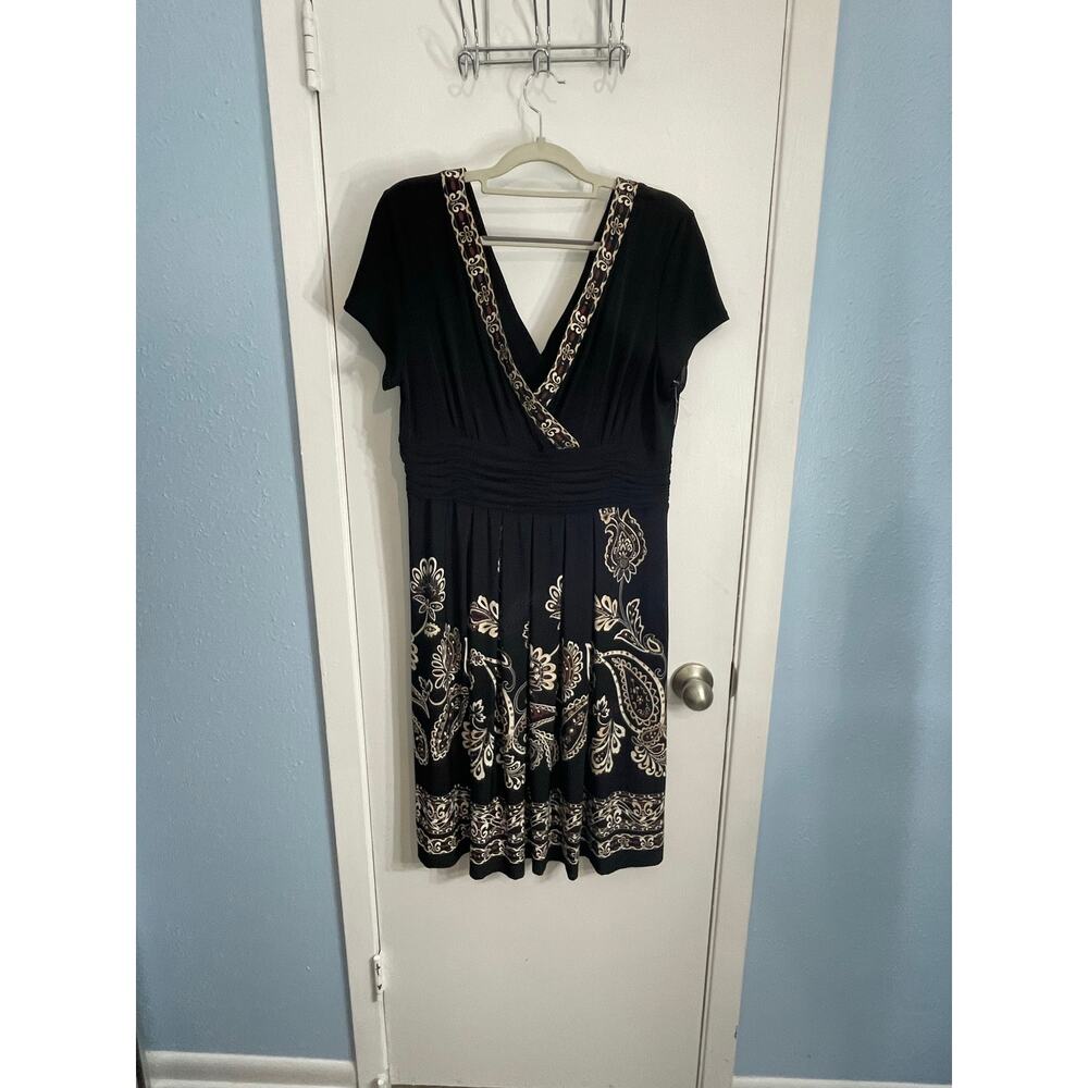 Y2K Studio I Dress Plus Size 16P Black Faux Wrap Floral Paisley Gilmore Girls